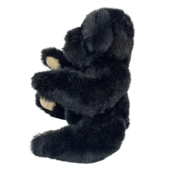 Vintage Large Black Bear Plush Joimted Arms And Legs Signed Densely Stuffed 20”